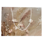 上品なベージュとフラッシュのボヘミアンフラワーブライダルシャワー ラージペーパーバッグ (裏面)