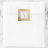 上品なベージュ芸術的金ゴールド油絵を描テクスチャのロゴ スクエアシール (バッグ)