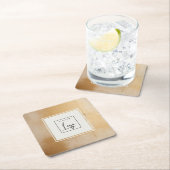 上品なベージュ芸術的金ゴールド油絵を描テクスチャのロゴ スクエアペーパーコースター (インサイチュ)