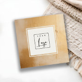 上品なベージュ芸術的金ゴールド油絵を描テクスチャのロゴ スクエア名刺