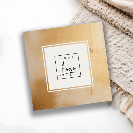 上品なベージュ芸術的金ゴールド油絵を描テクスチャのロゴ スクエア名刺