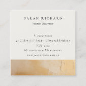 上品なベージュ芸術的金ゴールド油絵を描テクスチャのロゴ スクエア名刺 (裏面)