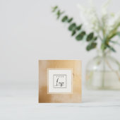 上品なベージュ芸術的金ゴールド油絵を描テクスチャのロゴ スクエア名刺 (スタンド正面)