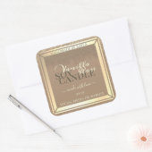 上品なベージュ製品パッケージラベル金ゴールドフレーム スクエアシール (封筒)