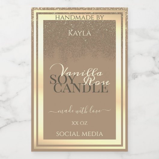 上品なベージュ製品パッケージラベル金ゴールドフレーム フードラベル (シングルラベル)