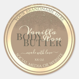 上品なベージュ製品パッケージラベル金ゴールドフレーム ラウンドシール