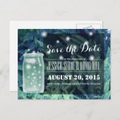 上品なホタル白熱［赤熱］光を放つズMason Jar日付を保存 案内ポストカード (正面/裏面)