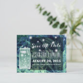 上品なホタル白熱［赤熱］光を放つズMason Jar日付を保存 案内ポストカード (スタンド正面)