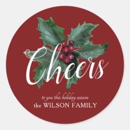 上品なホリークリスマスステッカー ラウンドシール