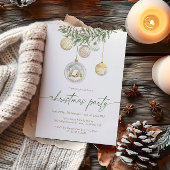 上品なホワイトゴールドの装飾クリスマスパーティー 招待状