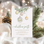上品なホワイトゴールドの装飾クリスマスパーティー 招待状