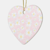 上品なホワイトデイジーフラワーズボタニカルピンクデザイン セラミックオーナメント (左)