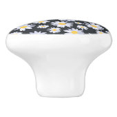 上品なホワイトデイジーフラワーズボタニカル セラミックノブ (側面)