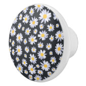 上品なホワイトデイジーフラワーズボタニカル セラミックノブ (右)