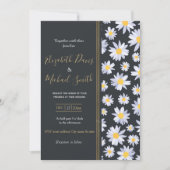 上品なホワイトデイジーフラワーズボタニカル 招待状 (正面)