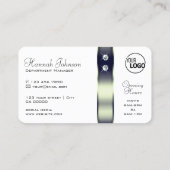 上品なホワイトブルーシルバーデコールジュエリーとロゴ 名刺 (裏面)