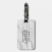 上品なホワイトレザーモノグラムイニシャルラゲージタグ ラゲッジタグ (裏面縦)