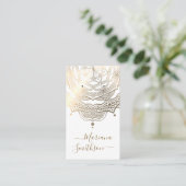 上品なホワイト&金ゴールドマンダライヤリングディスプレイカード 名刺 (スタンド正面)