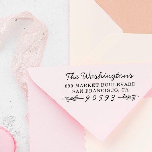 上品なボタニカルブランチ名&差出人住所 セルフインキングスタンプ