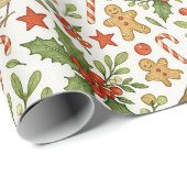 上品なボタニカルホリーフローラアートパターン ラッピングペーパー (ロールコーナー)