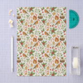 上品なボタニカルホリーフローラアートパターン 薄葉紙 (クラフト)