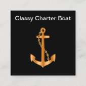 上品なボートのいかりの航海のなテーマ スクエア名刺 (正面)