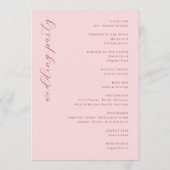 上品なマルーンのカリグラフィー結婚式の式次第 プログラム (裏面)