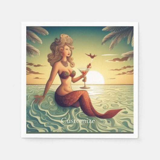 上品なマーティーニマーメイドサンダー_コーブ スタンダードカクテルナプキン (正面)
