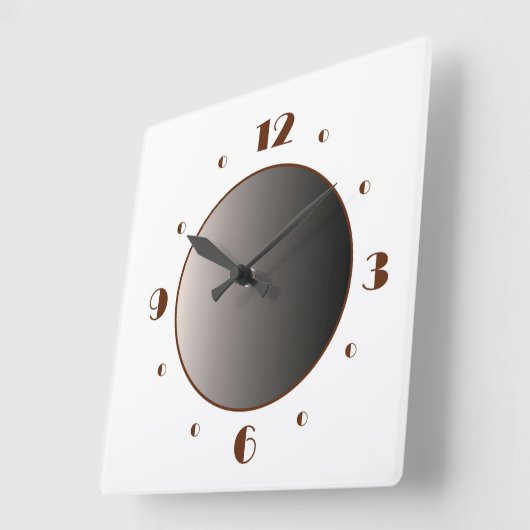 上品なミニマリスト白とタン数字の正方形W スクエア壁時計 (傾斜)