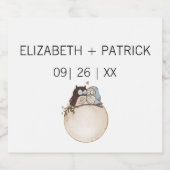 上品なミニマリスト、恋のフクロウ スパークリングワインラベル (シングルラベル)