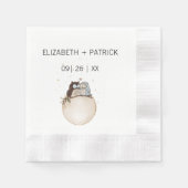 上品なミニマリスト、恋のフクロウ 縁ありカクテルナプキン (正面)