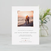 上品なミニマル写真結婚式の日付を保存 箔招待状 (立ち正面)