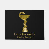 上品なメディカルボウル衛生人スネーク金ゴールドカドゥセウス ドアマット (正面)