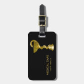 上品なメディカルボウル衛生金ゴールドスネークカドゥセウス ラゲッジタグ (正面縦)