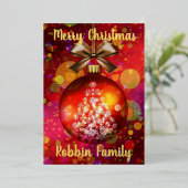 上品なメリークリスマスオーナメント 箔シーズンカード (立ち正面)