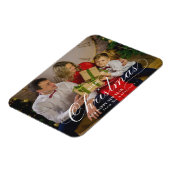 上品なメリークリスマスハッピーニューイヤーカスタム写真 マグネット (左側)