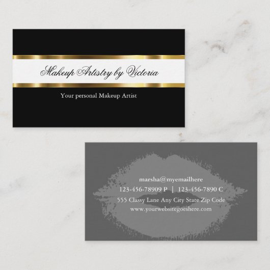 上品なメーキャップアーティストの名刺 名刺 (正面/裏面)