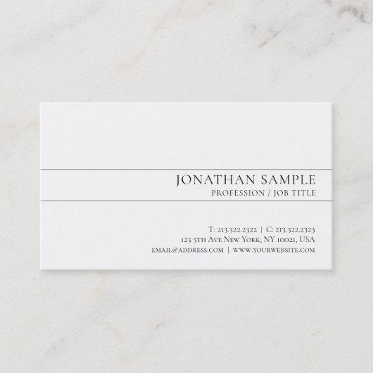 上品なモダンデザインお洒落ホワイトプレーンのトレンド 名刺 (正面)