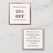 上品なモダンバラゴールドフォイル割引カード スクエア名刺 (正面/裏面)