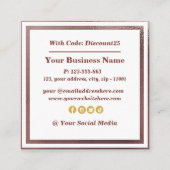 上品なモダンバラゴールドフォイル割引カード スクエア名刺 (裏面)