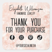 上品なモダンピンクローズクォーツありがとうございました スクエアシール (正面)