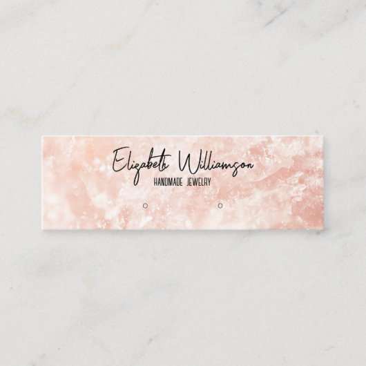 上品なモダンピンクローズクォーツジュエリーディスプレイ スキニー名刺 (正面)