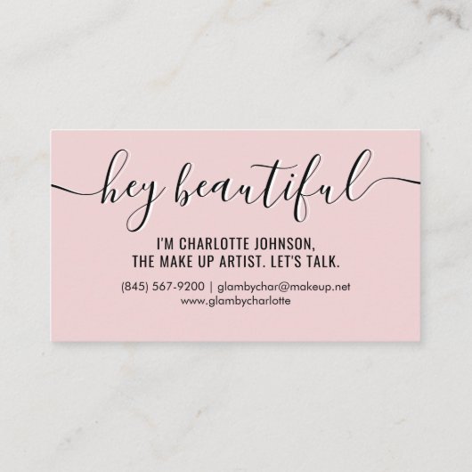 上品なモダンピ淡い色のンク書の台本 名刺 (裏面)