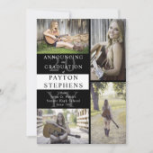 上品なモダンフォトブラック |ホワイトの卒業 案内状 (正面)