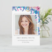 上品なモダンフローラスタイリッシュ写真卒業 招待状 (スタンド正面)