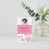 上品なモダンプロフェッショナルさくらんぼブロッサム写真 名刺 (スタンド正面)