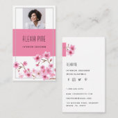 上品なモダンプロフェッショナルさくらんぼブロッサム写真 名刺 (正面/裏面)