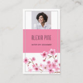 上品なモダンプロフェッショナルさくらんぼブロッサム写真 名刺 (正面)