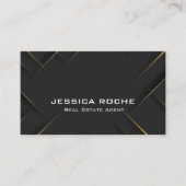 上品なモダンプロフェッショナルネイビーブルー金ゴールド写真 名刺 (正面)