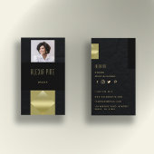 上品なモダンプロフェッショナルブラック金ゴールド写真 名刺